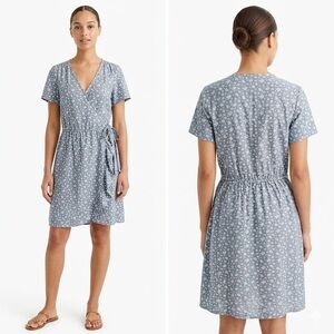 J.Crew Mercantile Kilauea Hibiscus Blue Faux-Wrap Dress - Size M - NWT